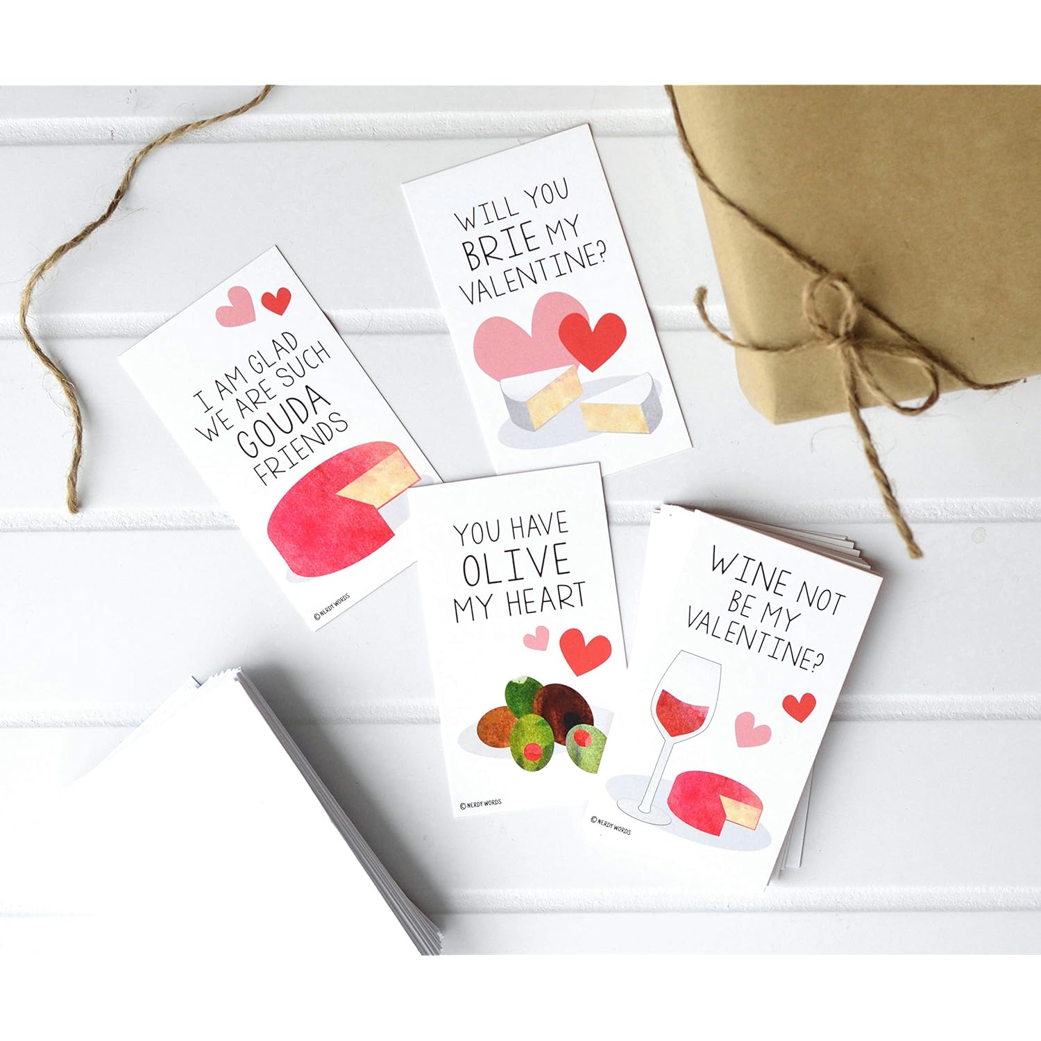 Mini Wine & Cheese Charcuterie Board Valentines (Set Of 24, Wallet-Sized Cards) For Valentine'S Day (Set Of 24)