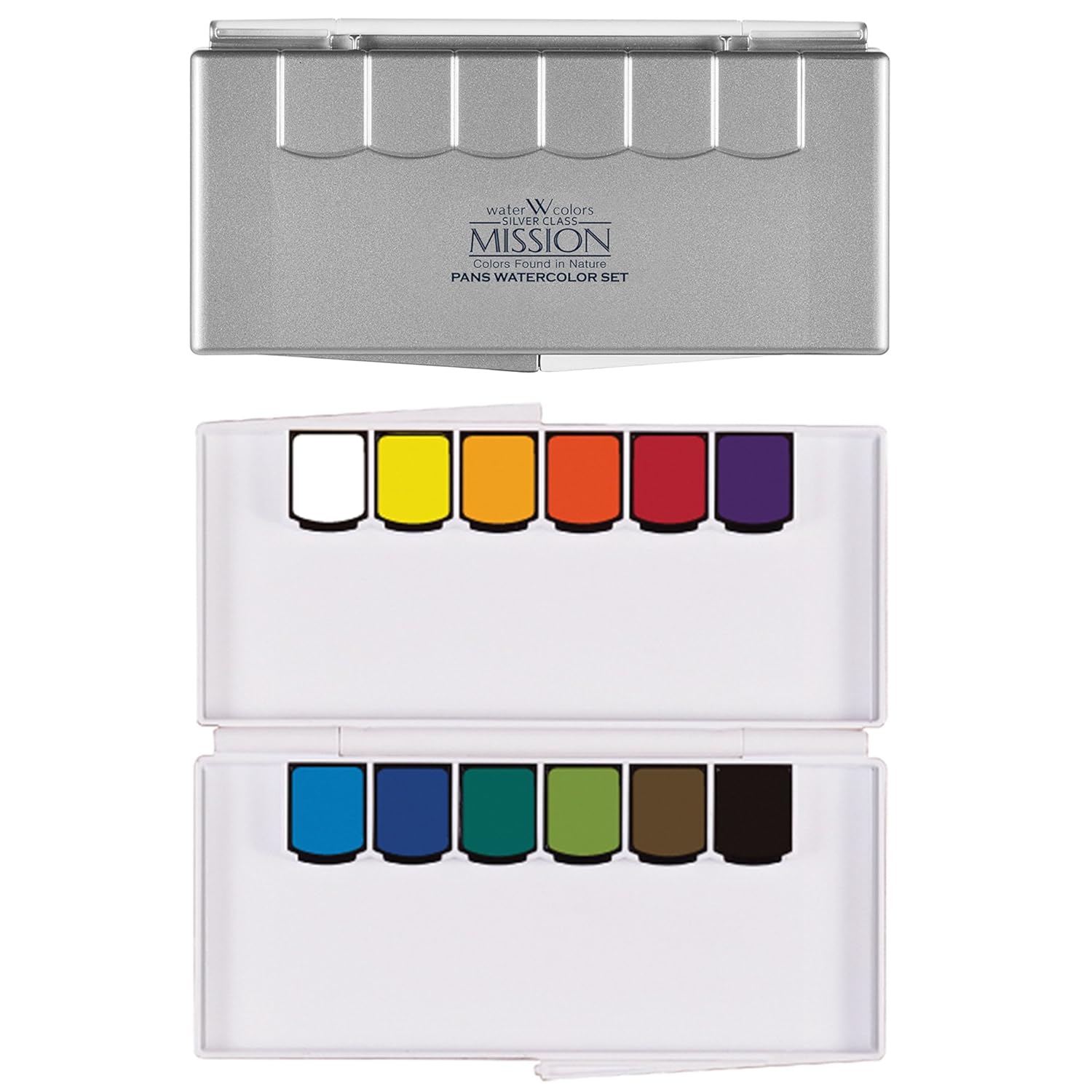 Mission Silver Pan Watercolor Set Compact Size (Silver Pan 12 Colors)