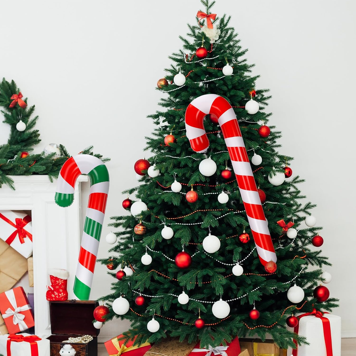 2 Pcs 54 Inch Inflatable Christmas Decorations Blow Up Candy Cane Ornaments, Jumbo Candy Christmas Inflatables For Xmas