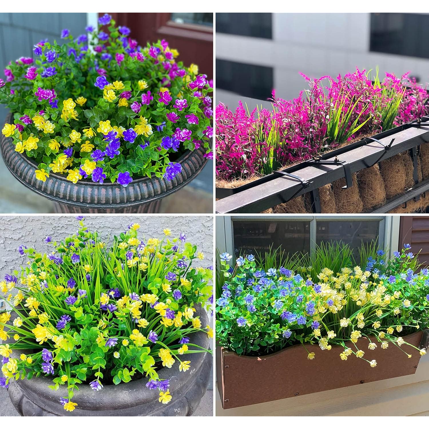 12 Bundles Artificial Flowers Lifelike No Fade Uv Resistant Fake Plastic Flowers Faux Plants For Hanging Planters Outside Porch Window Box Wedding Home Décor - Indoor/Outdoor Use