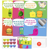 Funny Joke Valentine'S Day Cards For Kids Classroom, 30 Pack Valentine Cards With 36 Stickers & 30 Envelops, Valentines Gifts For Boys Girls