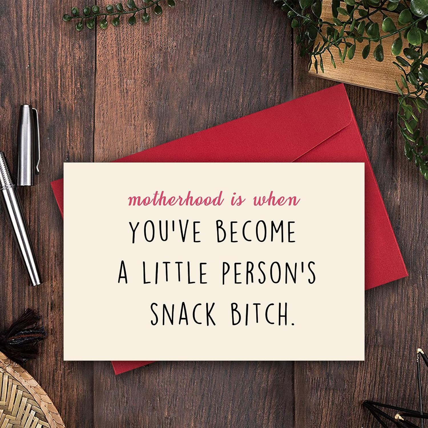 Funny Mother'S Day Card, Motherhood Is When You'Ve Become A Little Person'S Snack Bi-Ch