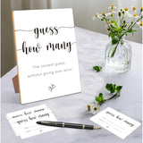 Guessing Game, Wooden Sign With Stand & 50 Cards, Party Games & Activities, 5X7 Inches, Love Theme, Bridal & Baby Showers, Office Parties