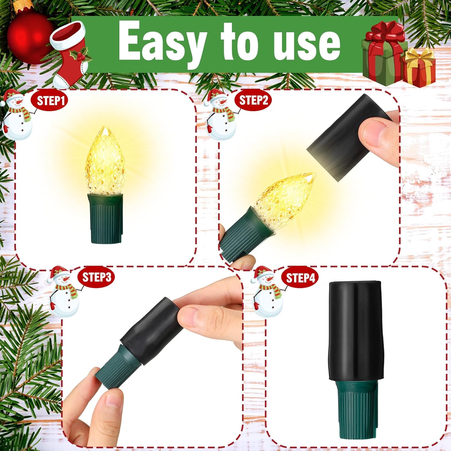 20 Pcs No Glow Christmas Bulbs Light Caps Compatible With C7 Led String Lights Rubber String Lights Caps Soft Christmas