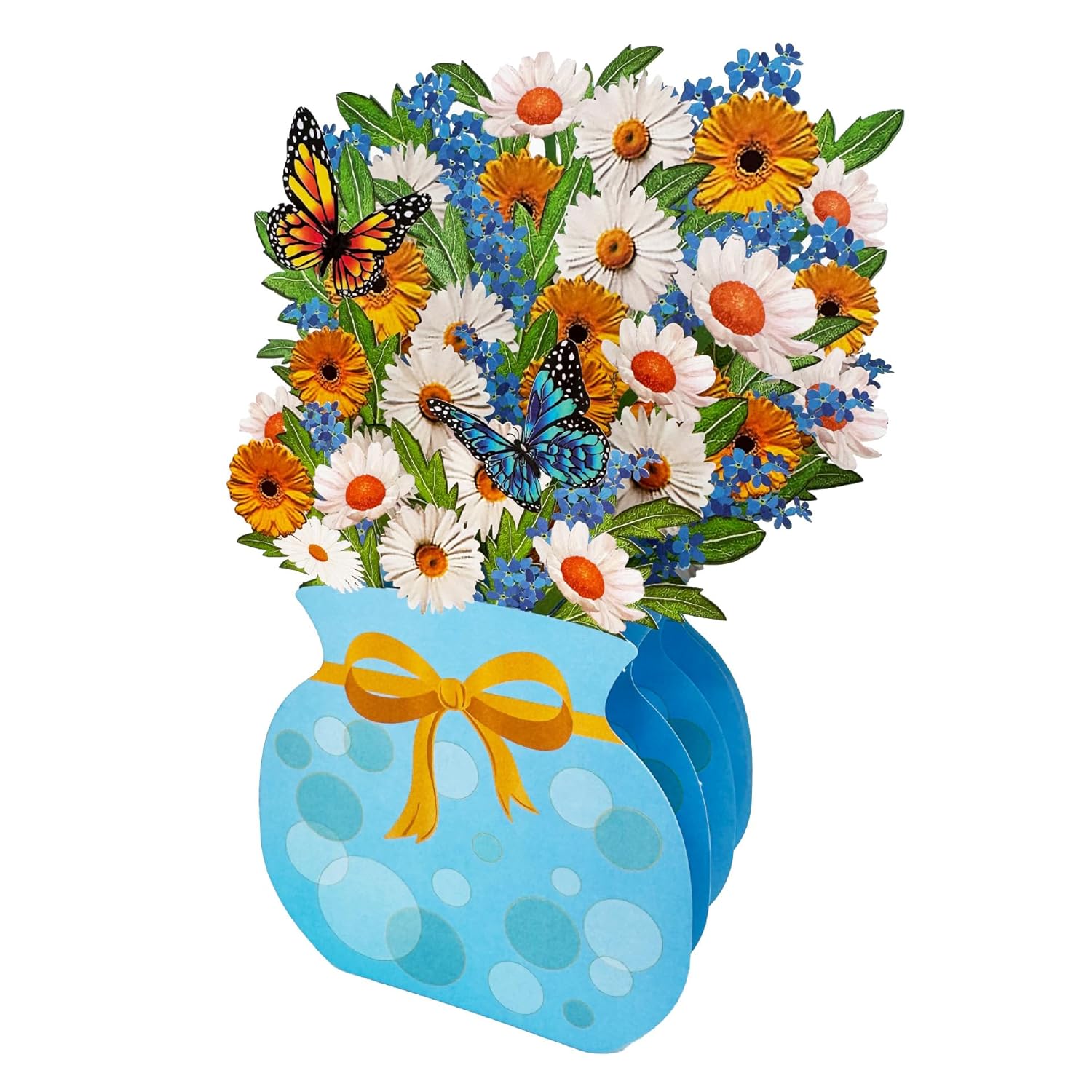 3D Pop Up Daisy Bouquet Card With Butterflies, All-Occasion Greeting Card For Birthday, Mother'S Day, Get Well & More, Includes Envelope & Message Tag (Daisies)