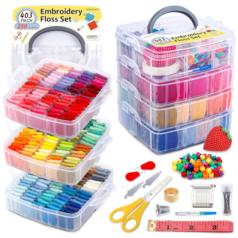 403 Pack Embroidery Floss Set, 250 Colors Cross Stitch Friendship Bracelet Thr