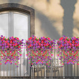 4Pcs Artificial Morning Glory Vines Spring Summer Hanging Flowers For Outdoor With Eucalyptus Leaf, Silk Flowers For Outside Home Garden Patio Decor