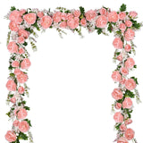2Pack Artificial Peony Flower Garland - Silk Peony Garland With Pink Flowers For Wedding Party Table Decoration,6Ft/Strand