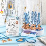 51 Pcs Don'T Say Baby Shower Game Wooden Bear Sign Table Decor Gift Sets 50 Bear Necklaces For Baby Shower Gender Reveal Games Party Favor(Blue)