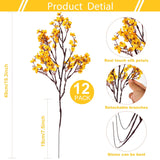 12 Pcs Fall Flowers Artificial For Decoration, Babys Breath Artificial Flowers Orange Fake Flowers Gypsophila Bouquet For Home Centerpiece Table Décor