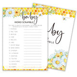 Bee Gender Neutral Games, Summer Daisy Word Scramble Game For Party Supplies & Favor, 5X7 In & Set Of 25-A07