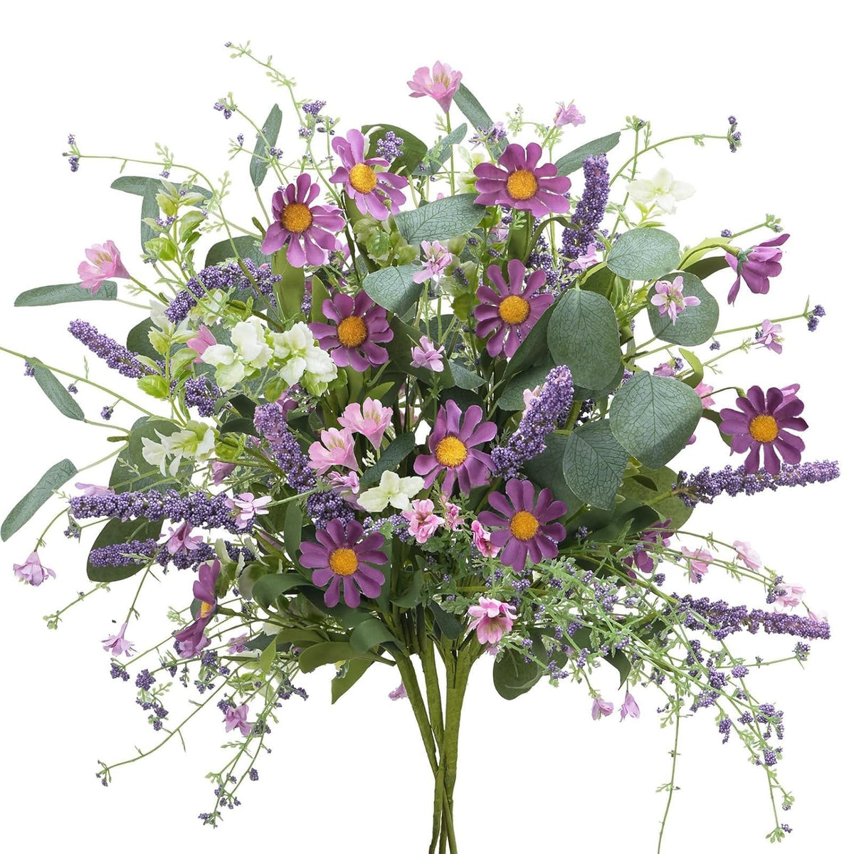 4 Bundles Spring Flowers Artificial Fake Wildflowers Bouquet Purple Daisy Flowers Faux Flower Arrangements Silk Flowers For Home Decor Indoor Table Centerpieces Vase Office