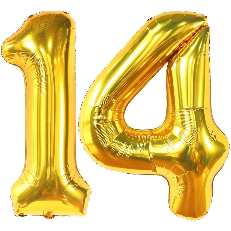 Kathon, Giant Gold 14 Balloon Numbers Set - 40 Inch | Gold 14 Birthday