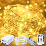 50Led Fairy Lights Usb & Battery Powered 2Pack, 16Ft Warm White Mini String Light With 8 Modes & Timer, Cuttable Copper