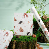 Reversible Baby Shower Wrapping Paper Mini Roll, Woodland Animals And Plaid Design For Neutral Baby Showers, Boys Girls And First Birthday, 17" X 33'(46.7 Sq. Ft)