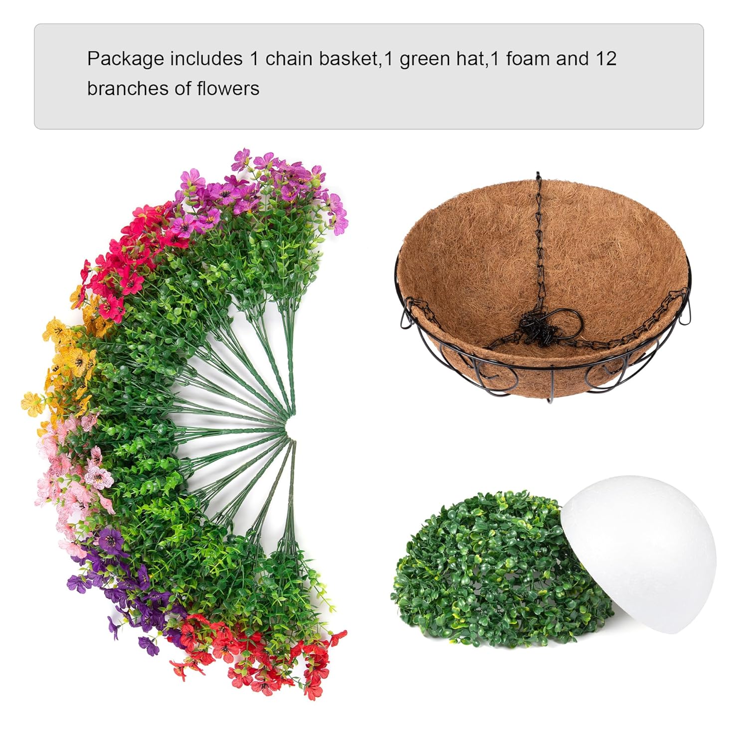 Artificial Fake Hanging Plants Flowers With Basket Outdoor Decor Faux Silk Dasiy Flower Arrangements In Pot Planter For Porch Home Indoor Patio Garden Yard Decoration