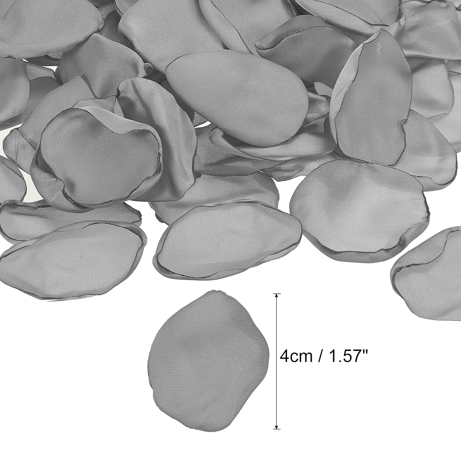 Silk Rose Petals, 300 Pcs Artificial Flower Petals For Wedding Decorations, Romantic Night, Aisle Scatter Petals, Silver Tone