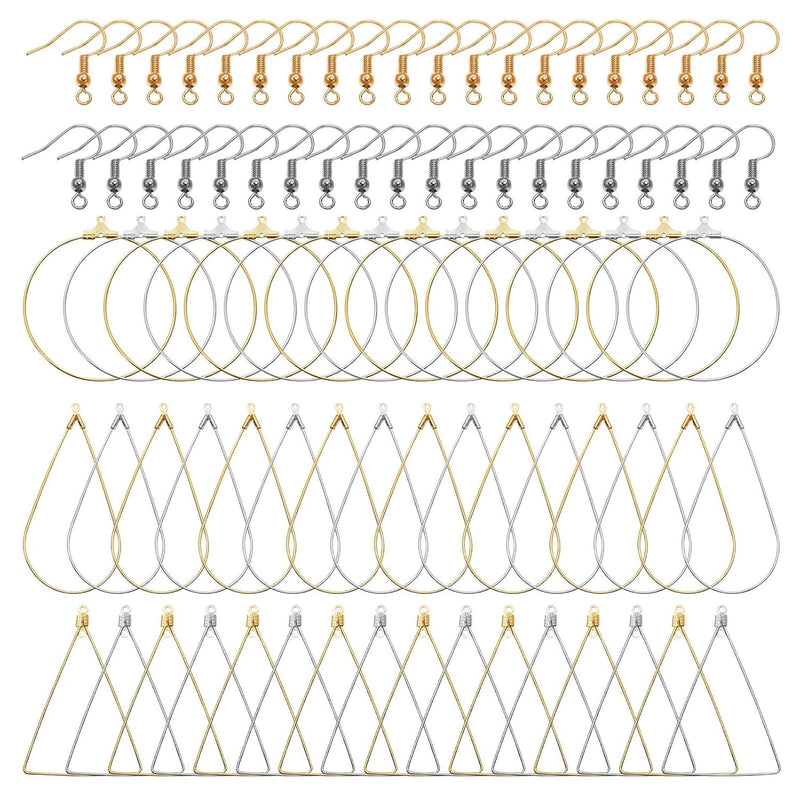 96Pcs Earrings Beading Hoop Set For Jewelry Making,Earring Finding Triangle Te