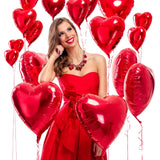 [20 Pcs] Red Balloons 18" A Bunch Of Heart Love Foil Helium Balloons, Helium Support Valentines Day Birthday Wedding Bridal Engagement Party Anniversary Mother'S Day Decorations