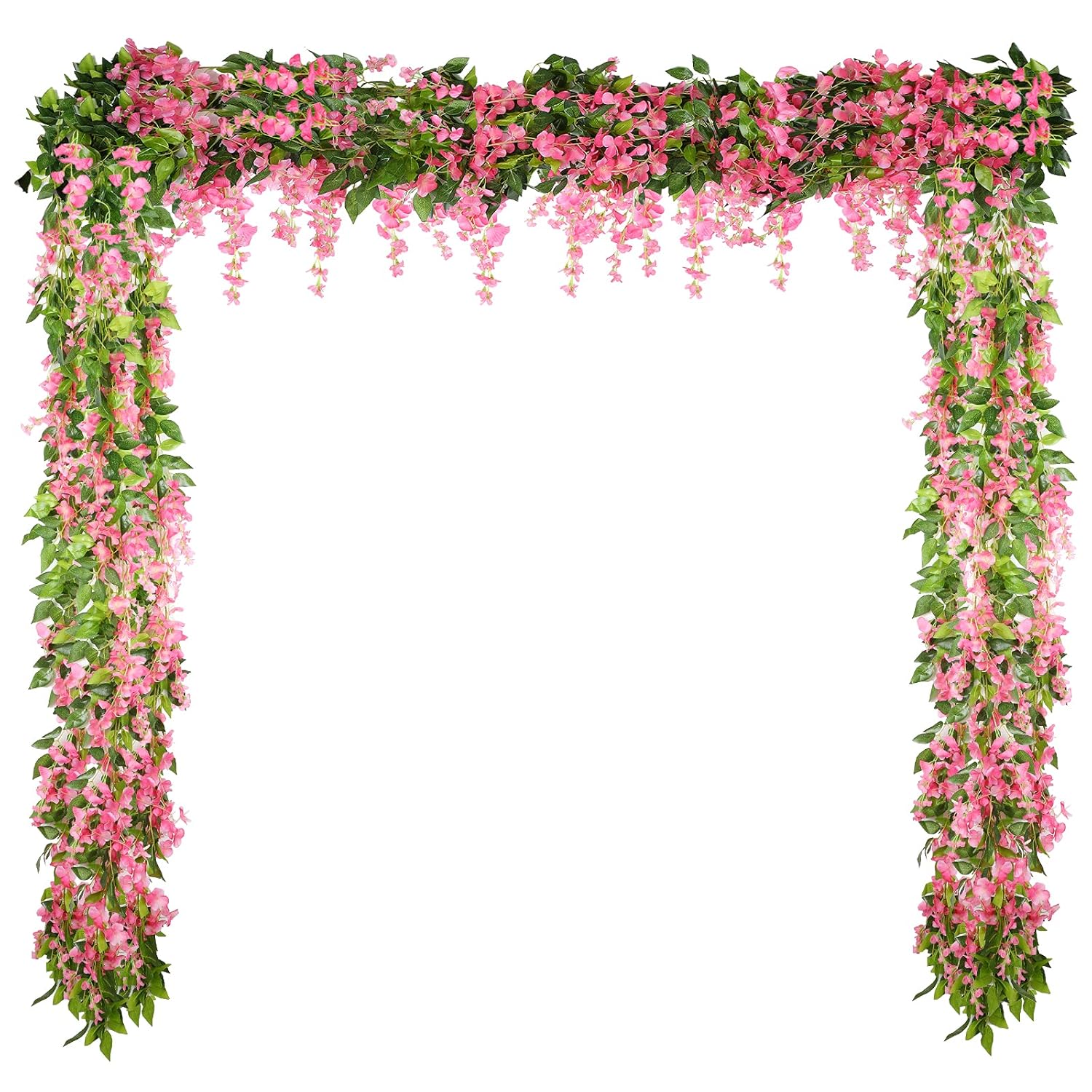 4 Pieces 26 Ft In Total Pink Wisteria Garland Hanging Flowers Artificial Vine Wedding Silk Wisteria Hanging Flower For Wedding Arch Home Garden Party Outdoor Decor