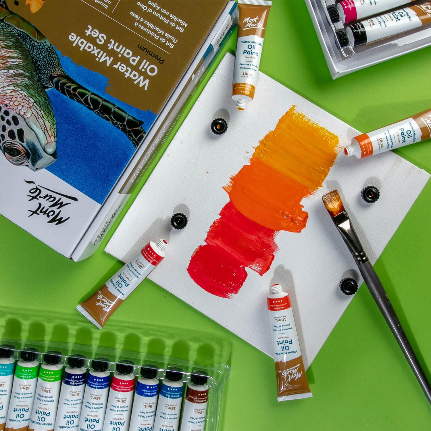 Mpow3618 Water-Soluble Oil Paint, Diluted With Water, 1.2 X 0.6 Fl Oz (36 Colors X 18 Ml), Water Mixable Oil Paint Set, Satin Finish