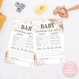Boho Cow Baby Predictions And Advice Cards, Baby Shower Game, Pack Of 30 Game Cards, Gender Neutral Boy Or Girl, Fun Baby Game And Activity - Fa30