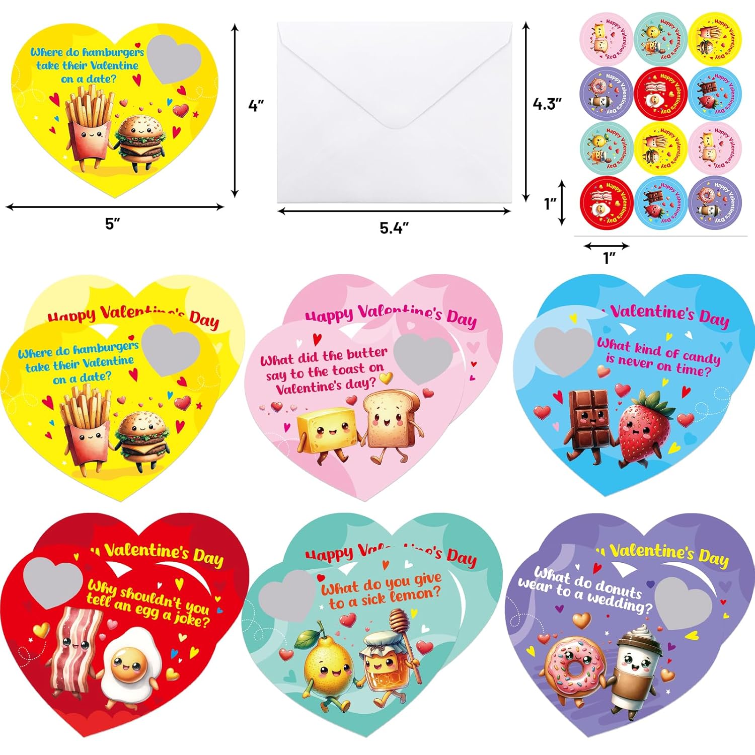 Valentines Day Cards Scratch Off Jokes For Kids Funny Notes With Envelopes For School Classroom Valentine Exchange Supplies 36Pcs
