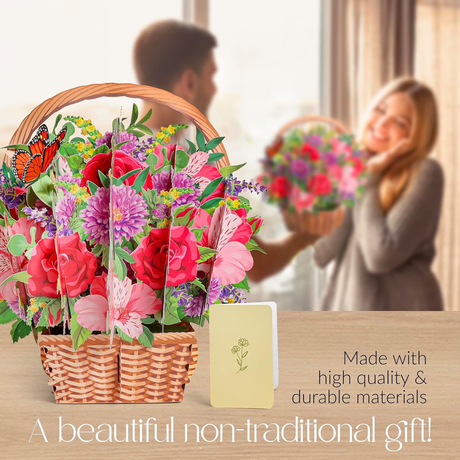 3D Pop Up Flower Bouquet Card - Unique Floral Greeting Card For Birthday, Mother’S Day, Valentines Day, Appreciation, Get Well Soon-3D Paper Flower Bouquet For All Occasions With Note Card & Envelope
