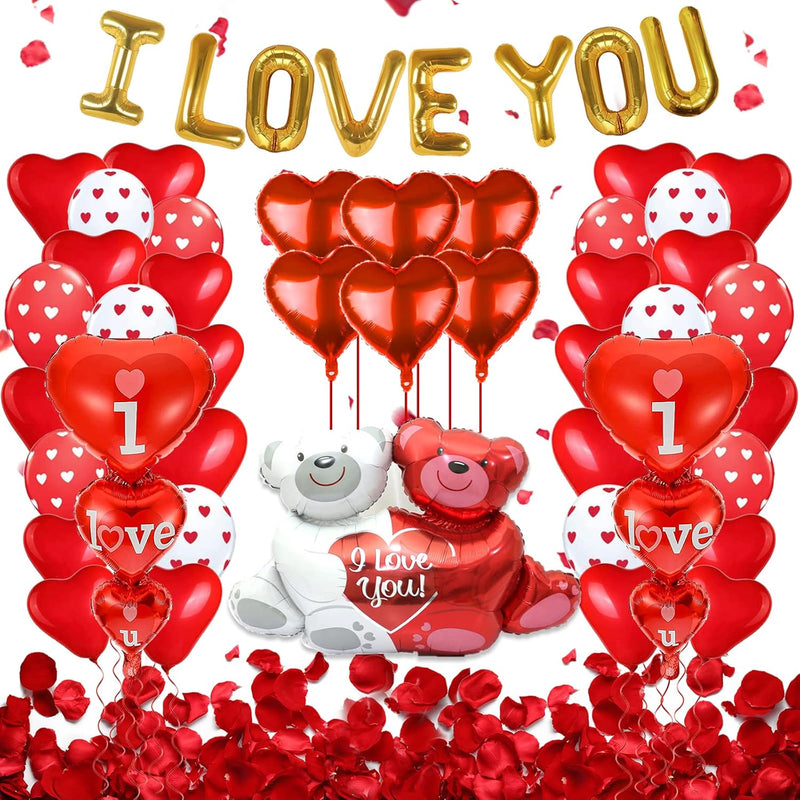 Valentines Day Balloons Decor 49 Pcs I Love You Balloons And Teddy Lov