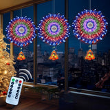 Christmas Window Decorations Lights With Bell 192 Led Firework Lights 8 Modes Battery Operated Christmas Light With Remo