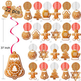 20Pcs Christmas Gingerbread Party Hanging Swirls Gingerbread Snowflake Tree Theme Ceiling Streamers Xmas Winter Hanging Decorations For Christmas Winter Holiday Party Supplies