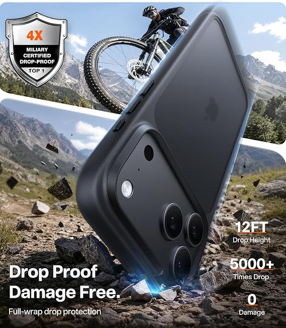 Shockproof Black Case for iPhone 18 Pro 2026 Edition 4X Military Grade Protection Cover
