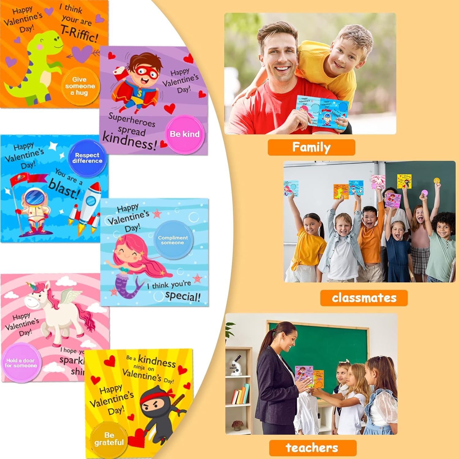 36 Pack Valentine'S Day Gift Cards For Kids Valentine Kindness Cards With Envelopes And Tokens For Valentine Party Favors, School Classroom Prizes, Exchanging Gifts