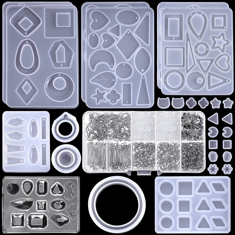 Resin Molds For Jewelry, 678Pcs Earring Making Kit With 28Pcs Epoxy Molds And 650Pcs Earring Hooks, Jump Rings For Pendants, Resin Crafts, Diy Earring