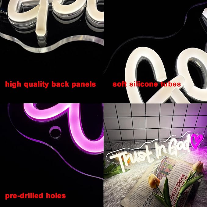 Trust In God Neon Sign USB Dimmable LED Faith Wall Light for Prayer Room Church Decor