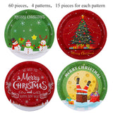 60 Pieces Christmas Paper Plates Disposable Plates Round Dinner Plate Party Plate Tableware For Christmas Party Supplies, 9 Inches