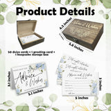 Blue Hydrangea Bridal Shower Advice Cards & Wooden Box Set - 50Pcs Advice And Wishes For The Mr And Mrs - Wedding Party Games For Reception Bridal Shower Decorations & Supplies - A02