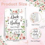 45 Pcs Baby Shower Decorate Ducks Game Set Includes Baby Shower Game Sign 32 Diy White Blank Rubber Ducks 12 Paint Marker For Gender Revel(Flower)