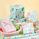 Mini Wrapping Paper Roll - Mini Roll - Cupcake/Rainbow/Colorful Stripe For Birthday, Party, Holiday, Baby Shower - 17 X 120 Inches - 3 Rolls (42.5 Sq.Ft.Ttl.)