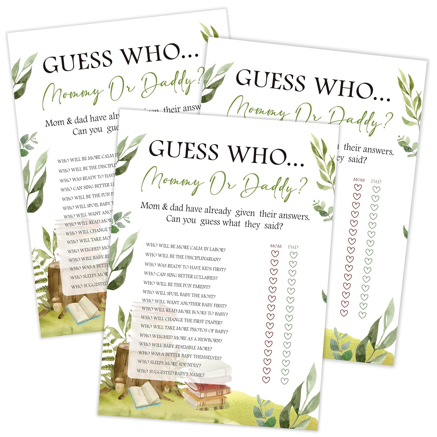 Storybook Guess Who Mommy Or Daddy Game, Baby Shower Game, Pack Of 30 Game Cards, Gender Neutral Boy Or Girl, Fun Baby Game And Activity - Fa59