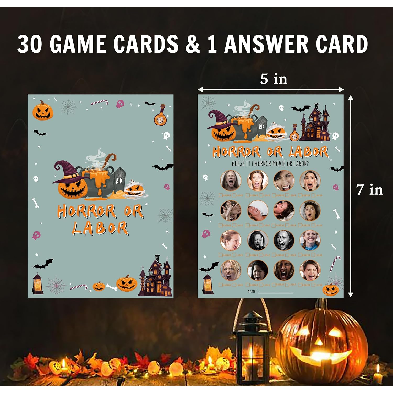 Halloween Party Horror Or Labor Baby Shower Game - 30 Players, Funny Games For Gender Reveal Party - Hol01