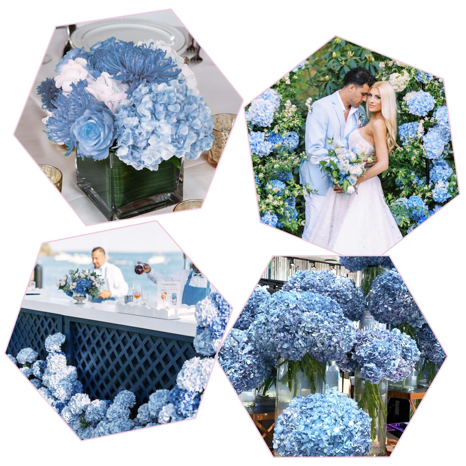 Baby Blue Hydrangea Artificial Flowers 3Pcs Lifelike Faux Hydrangea Real Touch Fake Flowers For Home Wedding Christmas Office Party Living Room Decoration,22Inch