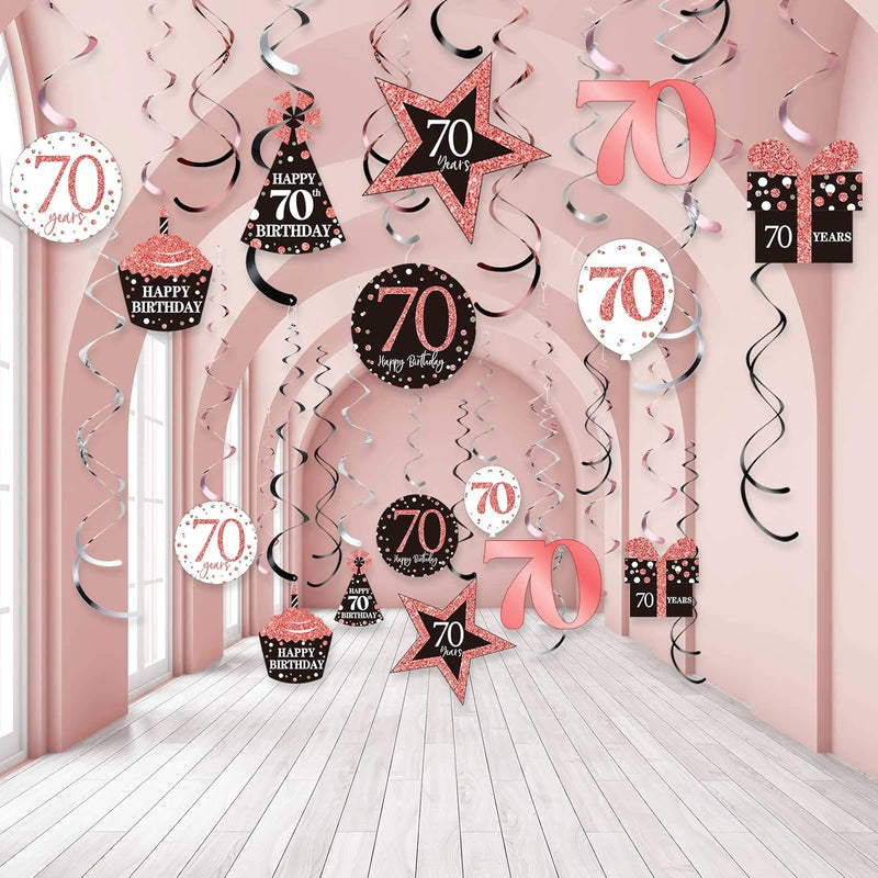 70Th Birthday Party Decorations, 70Th Birthday Party Rose Gold Hanging