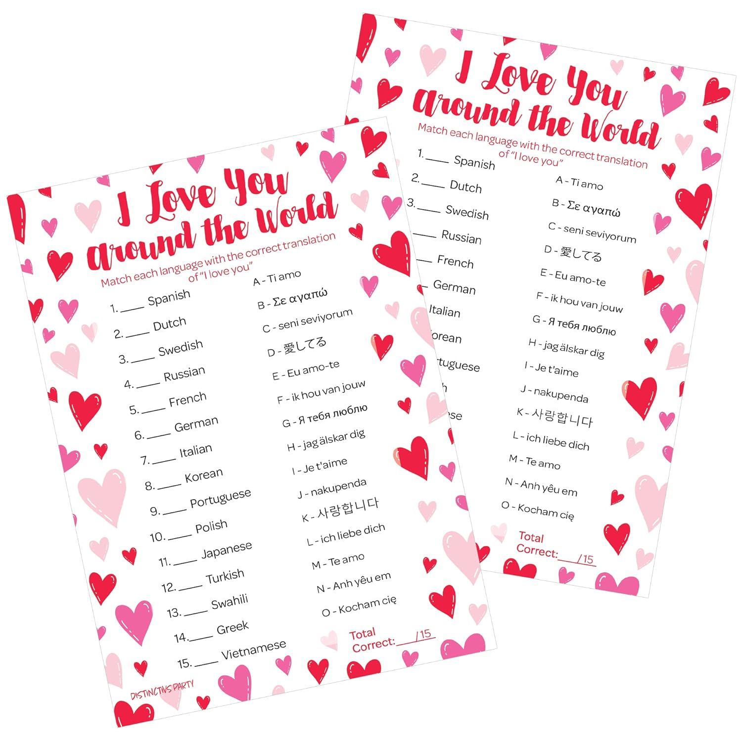 Valentine’S Day I Love You Around The World Game – 25 Player Cards, Classroom Party Activity, Fun Language Matching Game For Kids, Educational Valentine Party Game