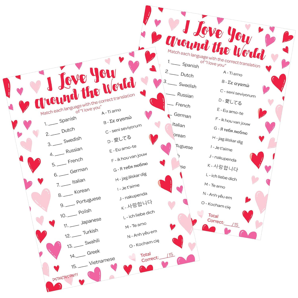 Valentine’S Day I Love You Around The World Game – 25 Player Cards, Classroom Party Activity, Fun Language Matching Game For Kids, Educational Valentine Party Game