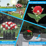 Headstone Flower Saddle,Cemetery Memorial Flowers With Vase For Grave Tombstone Decorations,Artificial Rose Bouquet Grave Memorial Day Flowers For Cemetery (Red White)