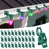 C7 C9 Christmas Light Spring Clips, 100Pcs Universal Heavy Duty Quick Christmas Light Clips, Fit E12/E17 Base, Holiday Mini Rope Lights, Perfect For Gutter Shingle Metal Roof Fence Railing Trees