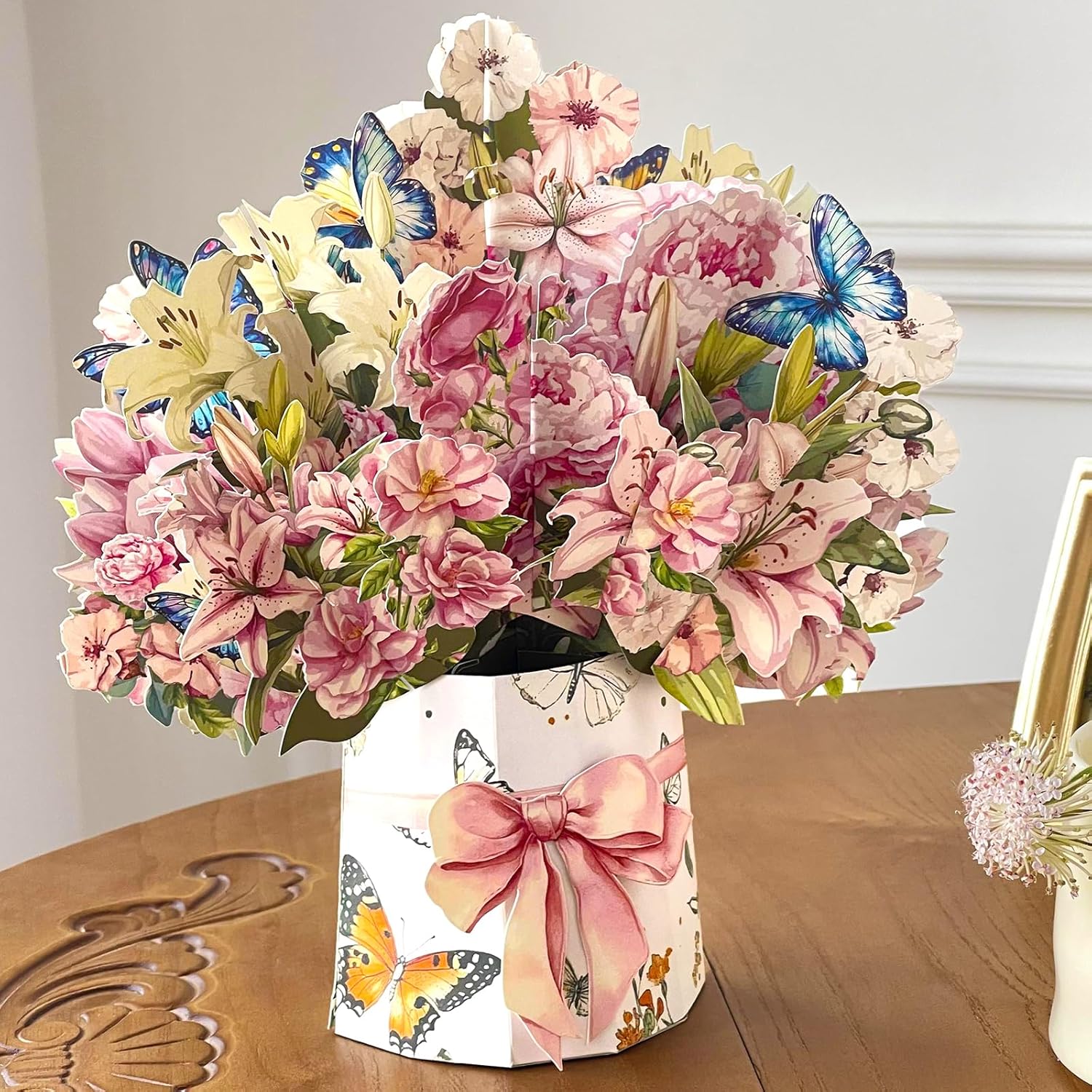 Greeting Card Pop Up, 11 Inch Life Sized Forever Flower Bouquet 3D Pop Up Birthday Gifts For Women Wife Mom Daughter Sister Aunt Grandmother, Anniversary Card, With Envelope