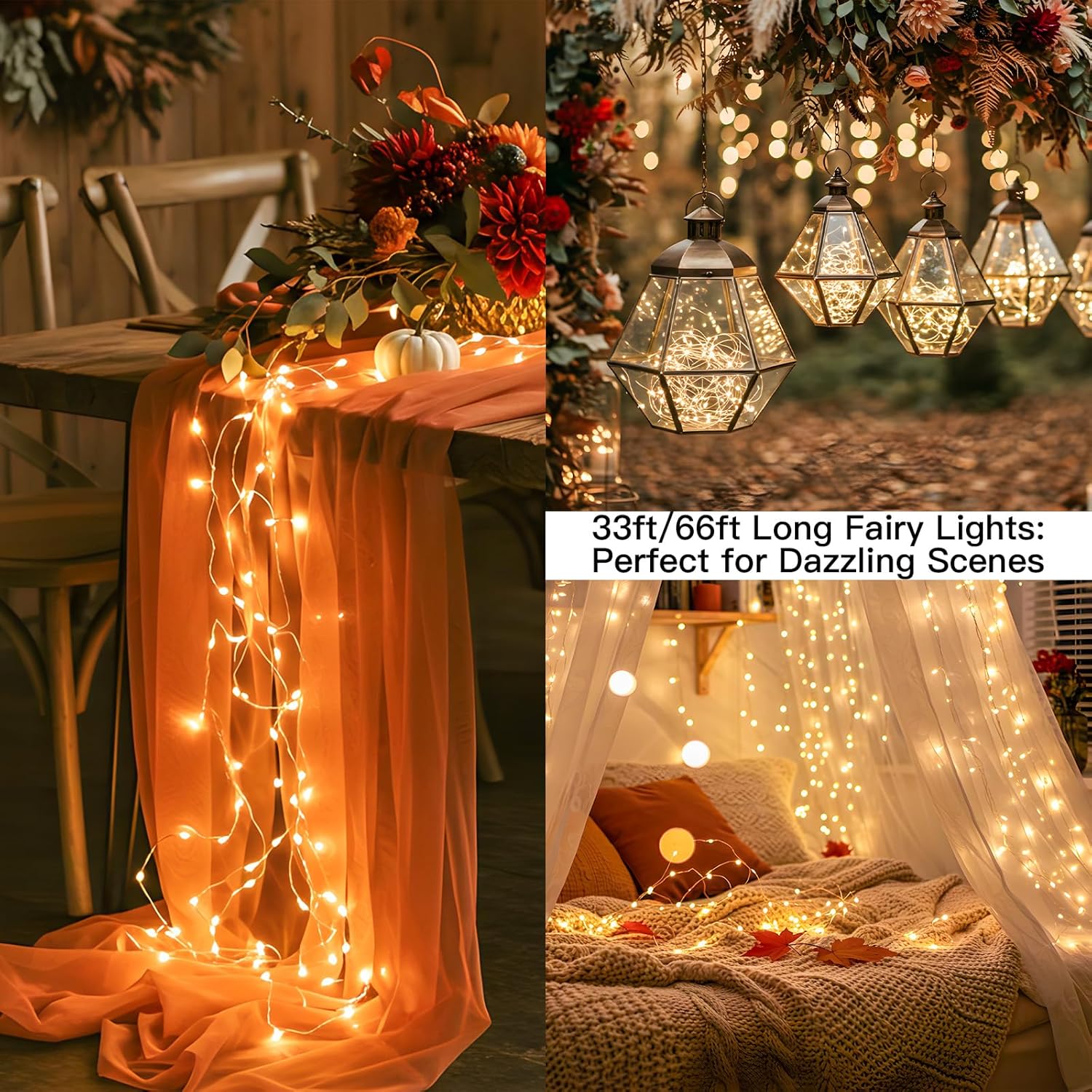 66Ft 200 Led Outdoor String Lights, Warm White Christmas Fairy Light Battery Operated With Remote, Led Twinkle Lights Fo