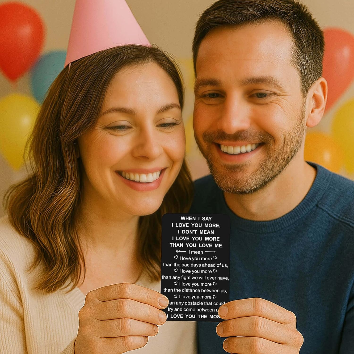 Boyfriend Gifts I Love You More Wallet Card For Him Husband Men Anniversary Birthday Valentines Christmas Gifts For Couples Long Distance Present (Black, When I Say I Love You More)